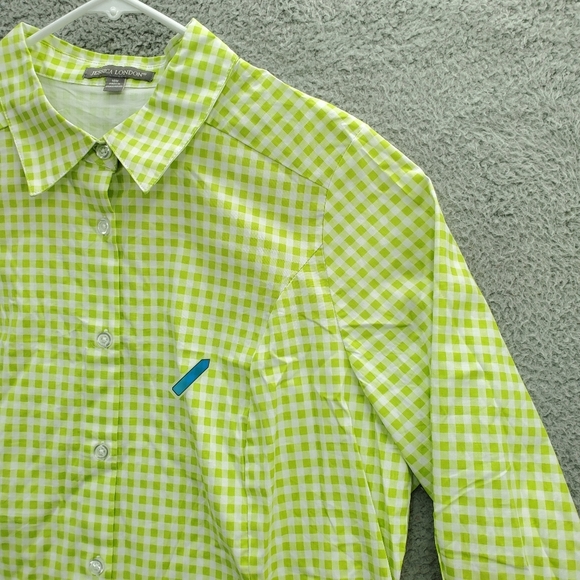 Jessica London Poplin Tunic Button Up Shirt Women's Plus Size 18W Plaid Green - Picture 5 of 13